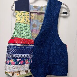 Colorful Patchwork Reversible Vest medium 1994 calendar